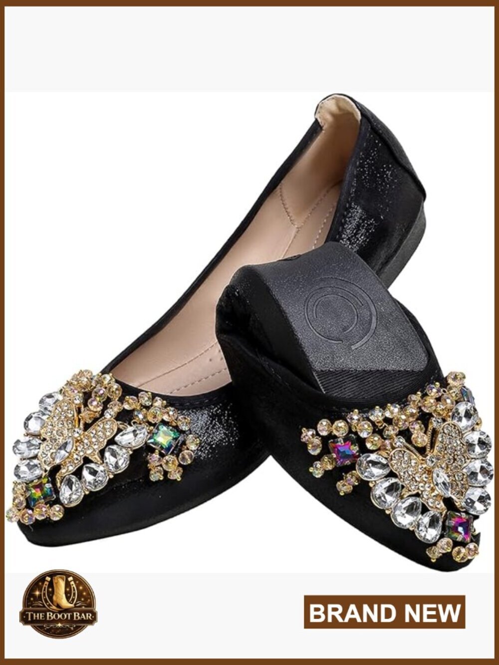 Womens Rhinestone Bow Ballet Flat Shoes Pointed Toe Slip On Comfort Wedding Work
